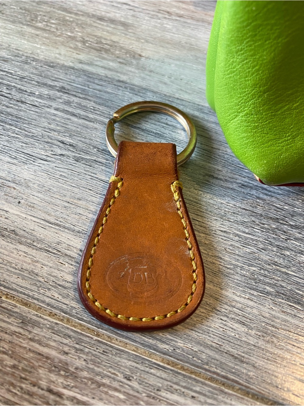 Dooney & Bourke Dillen Double Pocket Satchel green leather wallet key chain - Picture 11 of 16